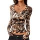 thumbnail image 1 of Remera de Manga Larga PRETTYGARDEN Mujer Crop Top con Escote en V, 1 of 9