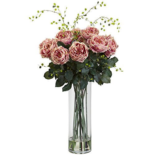 Nearly Natural Giant Fancy Rose & Willow Arrangement, Pink