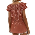 thumbnail image 4 of ClodeEU Women's Print V-Neck Short Sleeve Blouse with Flounce Sleeve,Summer Trendy Shirts Rose Gold,Womens Plus XXL, 4 of 5