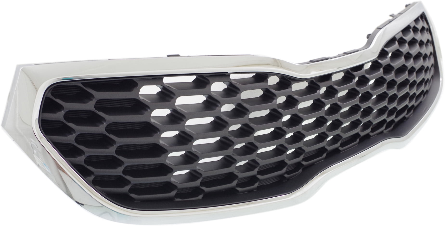 Grille Assembly Compatible With 2014-2016 Kia Forte Forte5 Chrome Shell with Gray Insert