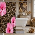 thumbnail image 3 of Manfei Leopard Print Shower Curtain 72Wx78L,Botanical Floral Bath Curtain, 3 of 6