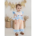 thumbnail image 4 of Qmyliery Baby Girls Jumpsuit, Fly Sleeve Crew Neck Plaid Embroidery Pumpkin Casual Romper Halloween Clothes, 4 of 9
