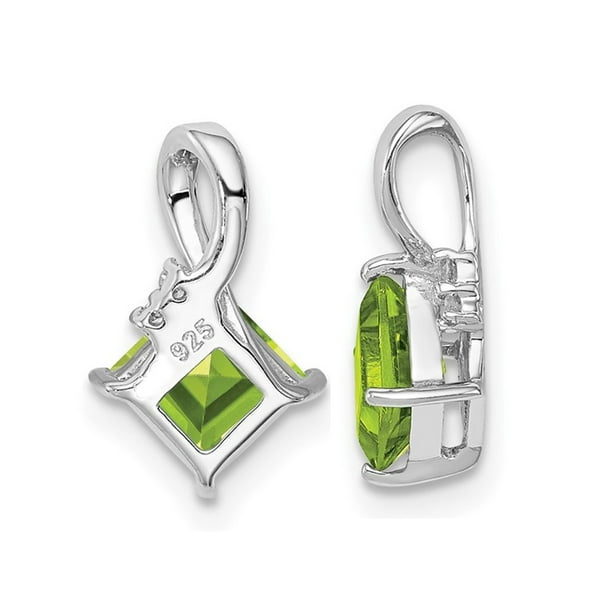 2/3 Carat (ctw) Natural Peridot Pendant Necklace in Sterling Silver with  Chain