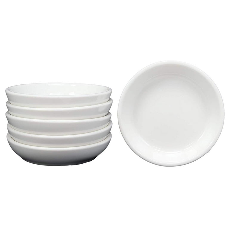White Porcelain Contemporary Condiments Soy Sauce Dipping Plate or Dish Set of 6