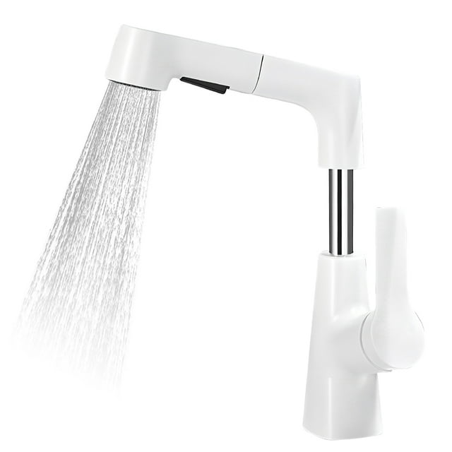 Robinets de Cuisine Rotatifs et Relevables avec Pulvérisateur Rétractable Hauteur Réglable Pivotant à 360 Degrés Mélangeur Chaud et Froid Robinet de Salle de Bain avec 2 Modes de Sortie d'Eau