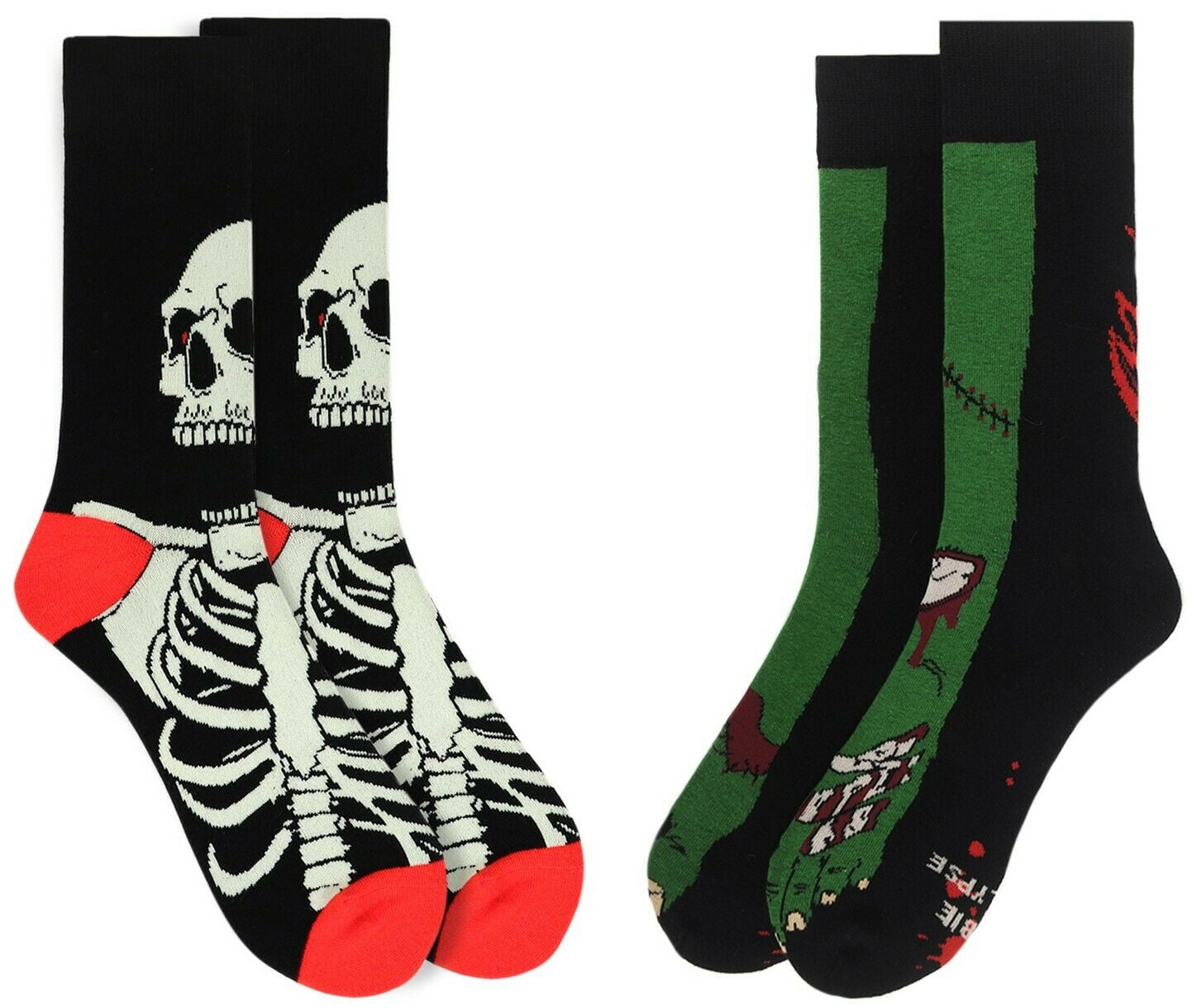 Men and Women Casual Crew Halloween Horror Theme Zombie Skeleton Socks