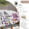 thumbnail image 6 of Purple Flowers Fitted Tablecloth with Elastic Edged, Round Table Cloth for Dining Table, Spring Butterflies Lavender Daisy Botanical Waterproof Oil Proof Table Cover for Indoor Outdoor 45"-54", 6 of 8