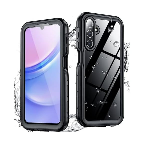 for Samsung Galaxy A15 5G Case Waterproof, Built-in Lens & Screen Protector Military Shockproof Dropproof, Full Heavy Duty Protection, Dustproof, Durable Galaxy a15 5g Phone Case 6.5"-Black