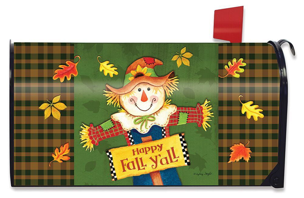 Briarwood Lane Fall Yall Scarecrow Primitive Magnetic Mailbox Cover Autumn Leaves Standard