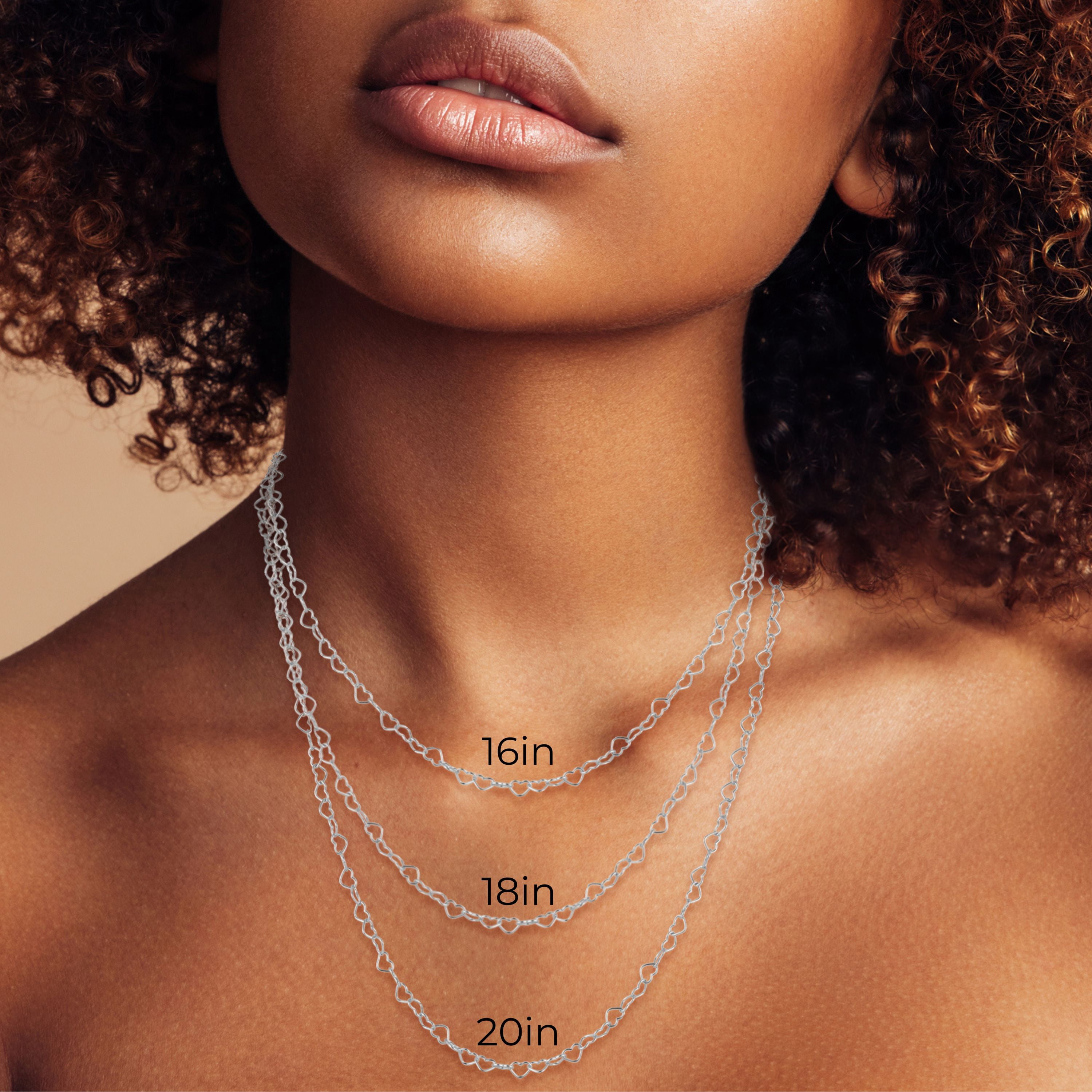 Adesso Milano Jewelry Italian Sterling Silver Heart Link Chain Necklace for Women, Made in Italy, Silver, 16"