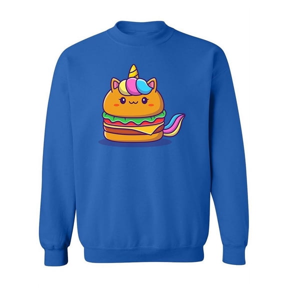 Cute Unicorn Burger Cartoon Sweatshirt Women -Image by Shutterstock, Female XX-Large