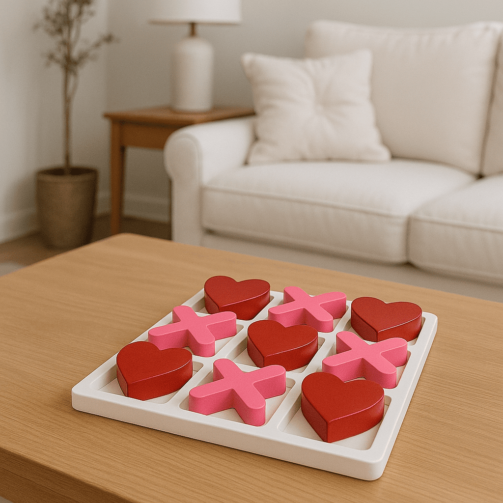 Way To Celebrate! 5.91in Red and Pink Tic Tac Toe Game, Valentine’s Day Tabletop Decoration