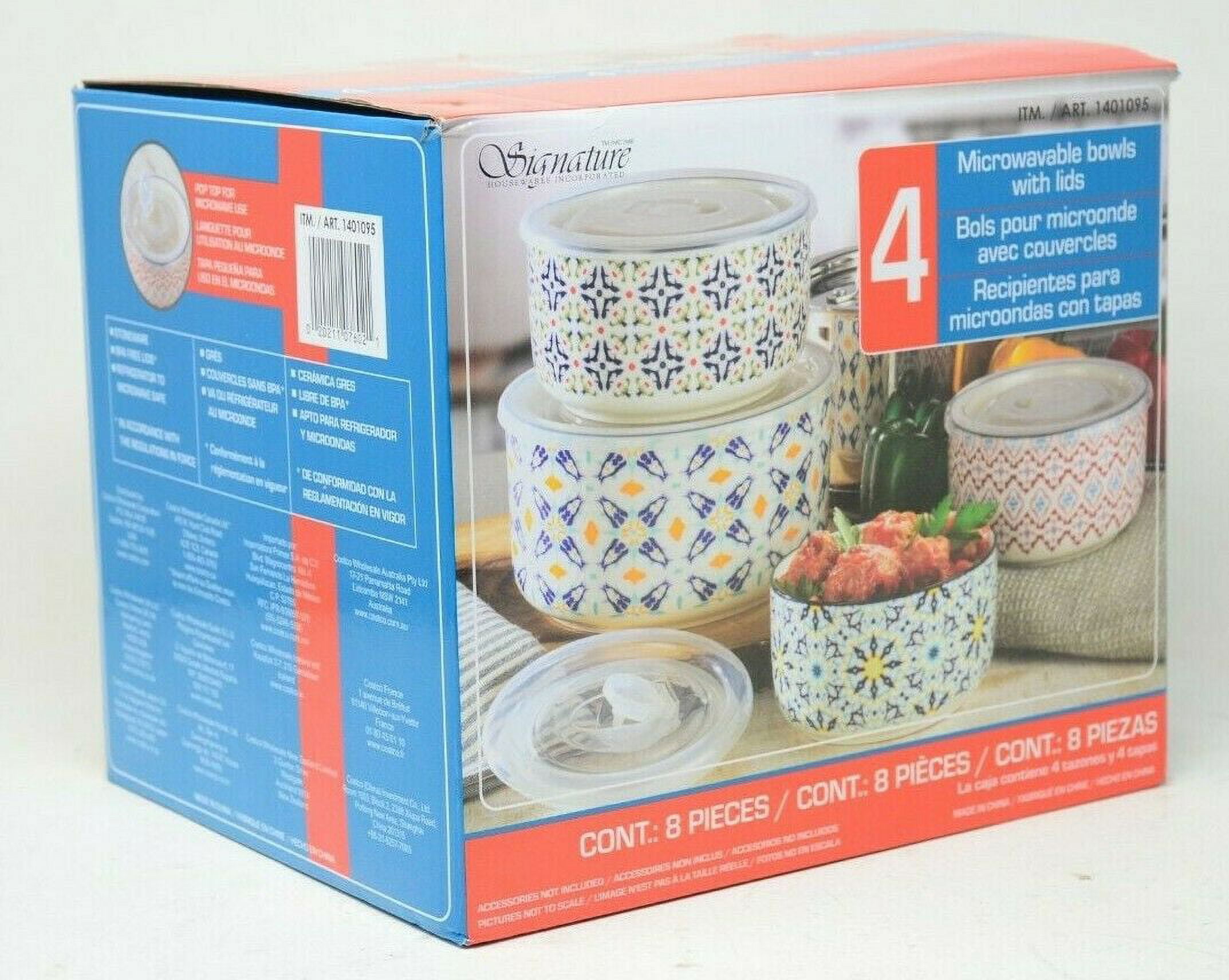 Signature Houseware 6-Piece Microwavable Stoneware Storage Bowls w/ Vented  Lids 20211076847