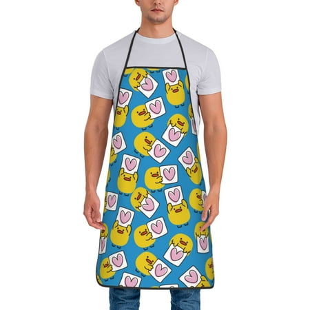 

Matuu Lovely Duck for Cooking Apron for Men and Women Adjustable Strap and Waist Ties for Baking Cooking Gardening