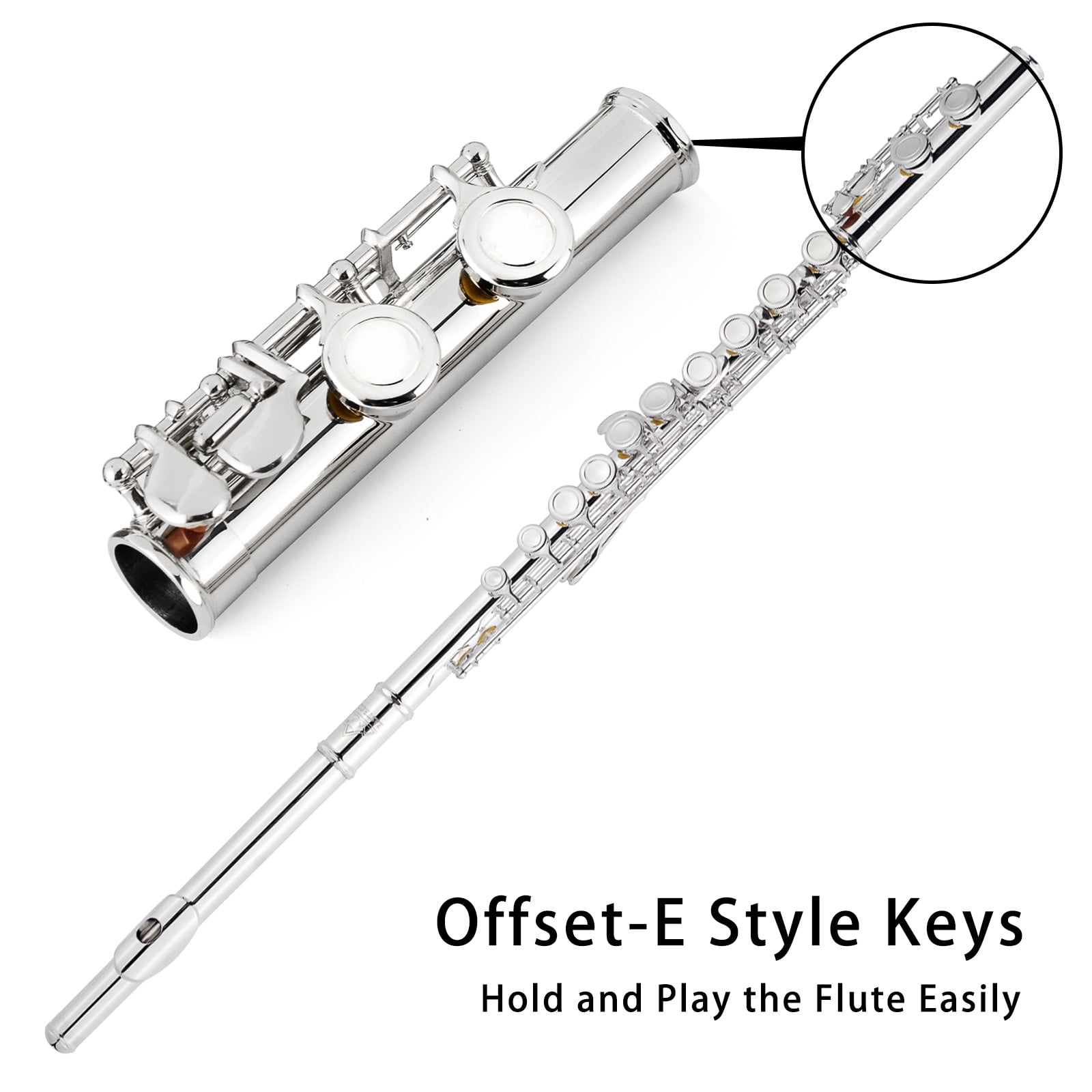 EASTROCK Closed Hole Nickel Plated Flute Soprano Recorder in C 16 with Professional Care Set for School Ensembles and Beginners Silver