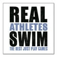 thumbnail image 1 of DistinctInk Custom Bumper Sticker - 3" x 3" Decorative Decal - White Background - Real Athletes Swim Rest Play Games, 1 of 2