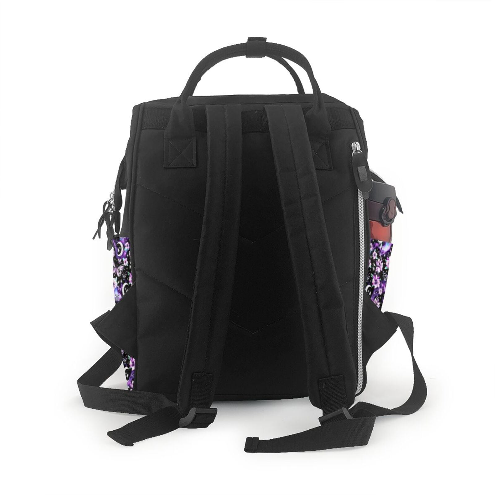 Fuzoiu Pink purple rainbow flower butterfly Print Diaper Bag Backpack,Baby Essentials Travel Tote,Multi function Waterproof Diaper Bag, Travel Essentials Baby Bag - Unisex