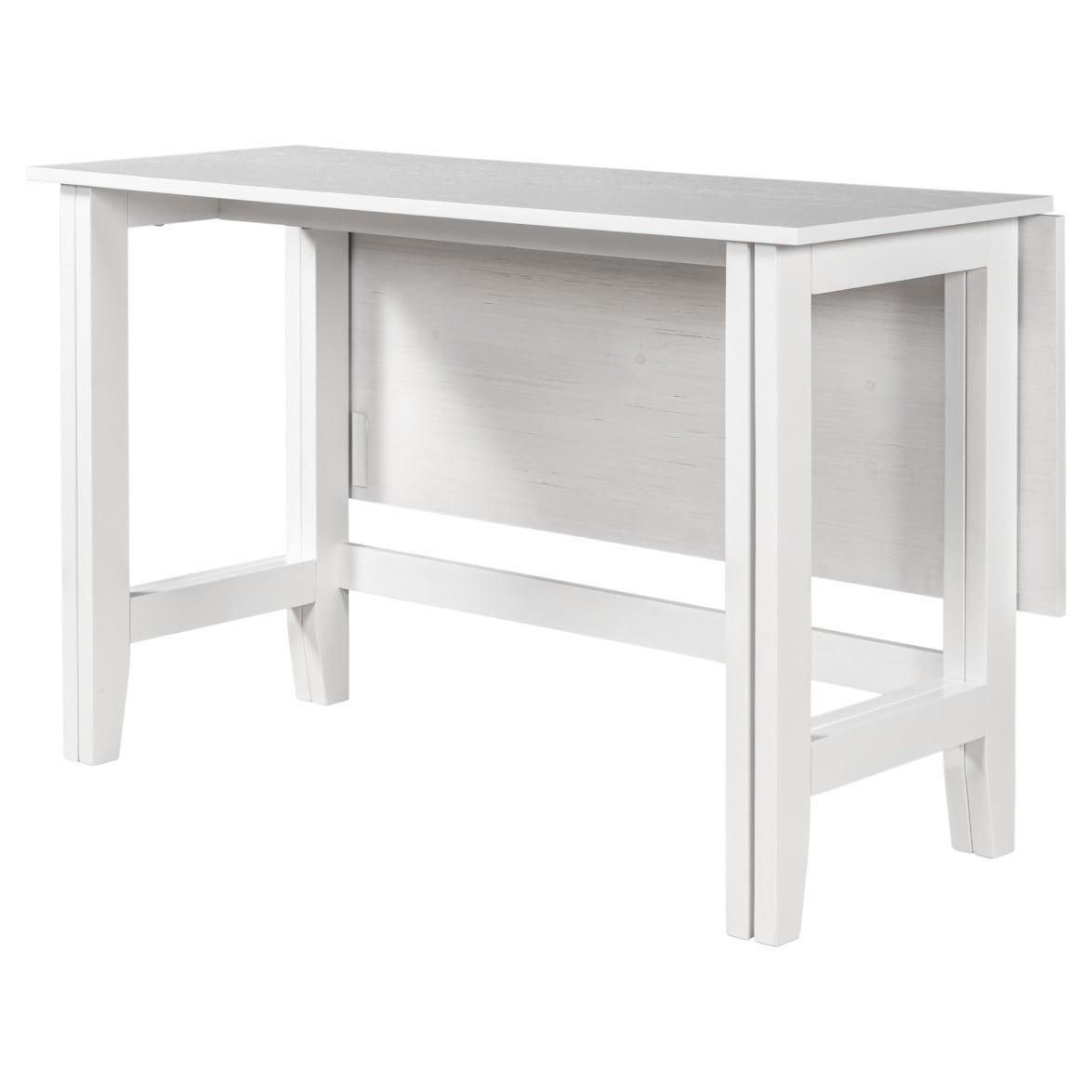 Farmhouse Extendable Dining Table, 47" Drop Leaf Kitchen Table for 4, 18"-36" Expandable Tabletop, Wood Dining Table for Small Spaces, White