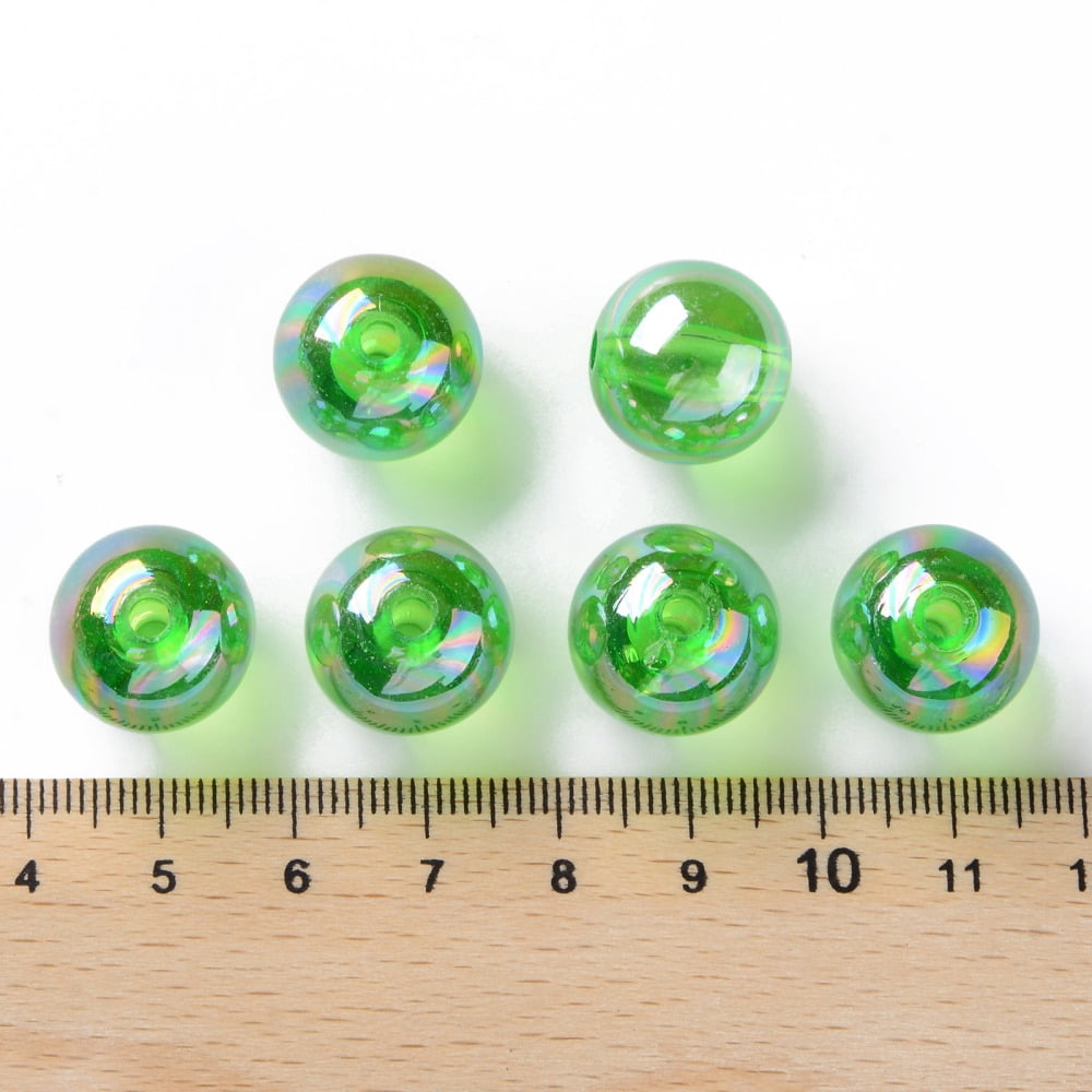 Transparent Acrylic Beads AB Color Plated Round Lawn Green 16x15mm Hole: 2.8mm 220pcs/500g