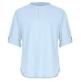 thumbnail image 5 of UVEASISHA Cotton Linen Henley Shirts for Men Roll Up Long Sleeve Button-up Collarless T-Shirt Loose Fit Casual Golf Shirts Summer Lightweight Beach Shirt Light Blue S, 5 of 5