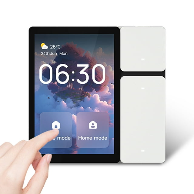 Panneau de Contrôle pour Maison Intelligente de 3,5 Pouces avec 3 Relais en Gang, Écran Tactile et Contrôle par Application à 3 Boutons, Appareils Domestiques, Interrupteur Mural, Panneau Intelligent avec IR et Voix Intégrés