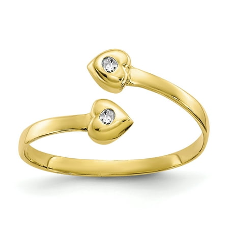 10k Yellow Gold Cubic Zirconia Cz Adjustable Cute Toe Ring Set