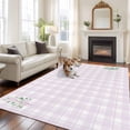 thumbnail image 2 of Large Area Rugs for Living Room Bedroom, Eucalyptus Leaves 5'x8' Rug Washable Carpet Runner Indoor Outdoor, Pink Plaid Summer Botanical Non Slip Floor Mats Rug for Kitchen, Bathroom, 2 of 8