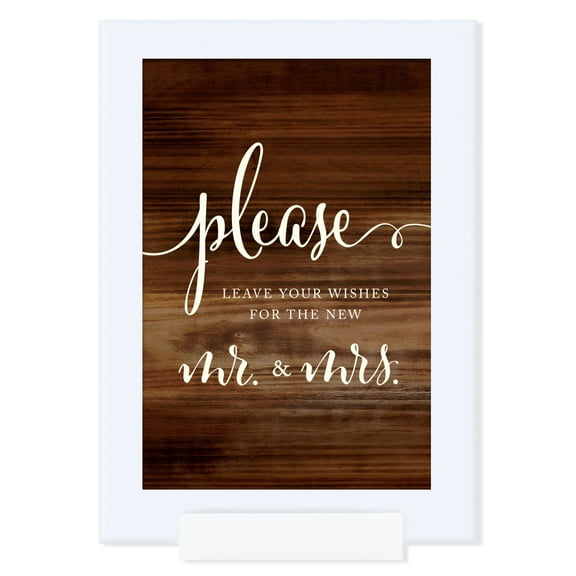 Leave Your Wishes For New Mr. & Mrs. Framed Rustic Wood Wedding Party Signs