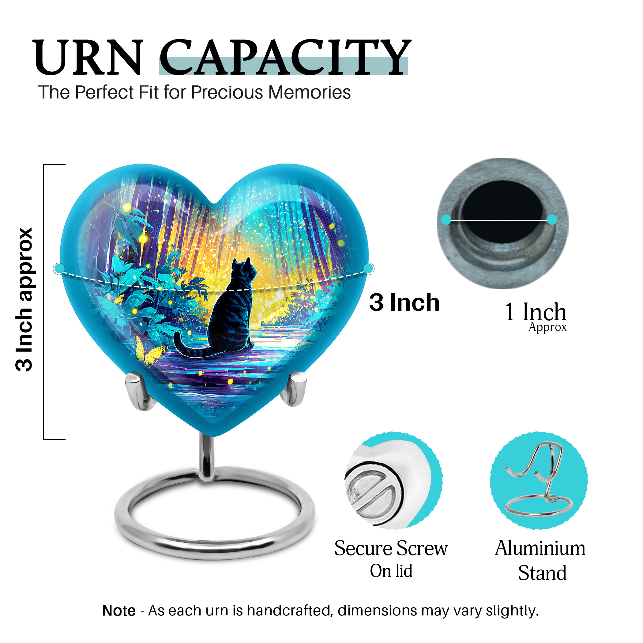 SABURIAL Cat Urn - Memorial Urn - 3 Inch - Pack Of 4 - Small Keepsake Urns - Keepsake For Ashes - Decorative Urns For Adult Male & Female