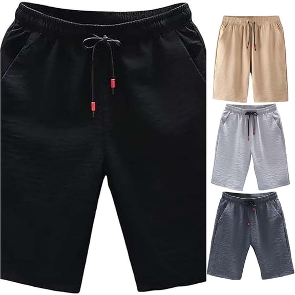 SONXAHE Mens Drawstring Casual Shorts Elastic Waist Side Pockets Outdoor Daily Bottoms