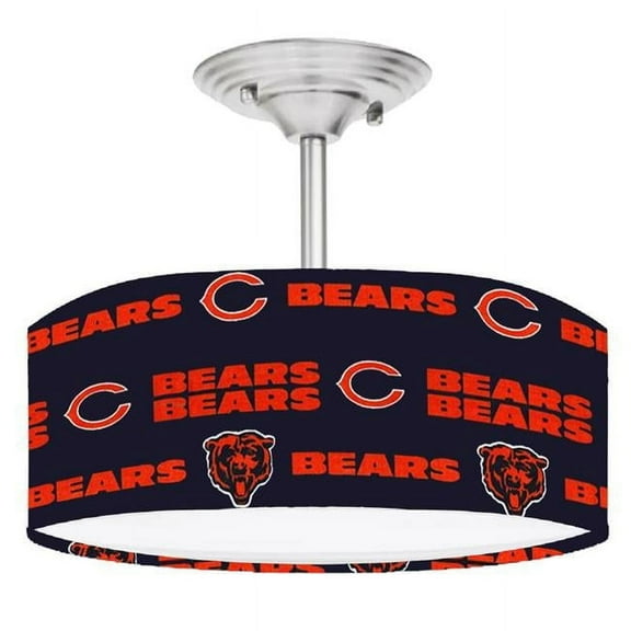 888 Cool Fans DR-0001119 Bears NFL Football 2 Light Brushed Nickel Drum Style LED Lamp Fixture