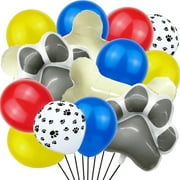 60 Pcs Dog Themed Balloons Decoration,2 Pieces Bone Shaped Balloons and 2 Pieces Dog Print Balloon 55 Dog Paw Print Latex Balloon and Latex Balloons for Pet Dog Colorful Party Suppliers Baby Shower