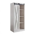 thumbnail image 2 of Furniture of America Ezzi Farmhouse Wood Sliding-Door Wardrobe in White Oak, 2 of 7