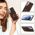 thumbnail image 4 of Fit for Samsung Galaxy S21 Case Card Pocket 360° Rotatable Ring Holder Kickstand, Shockproof Drop Resistant PU Leather Soft TPU Back Protective Phone Case For Samsung Galaxy S21, Coffee, 4 of 8