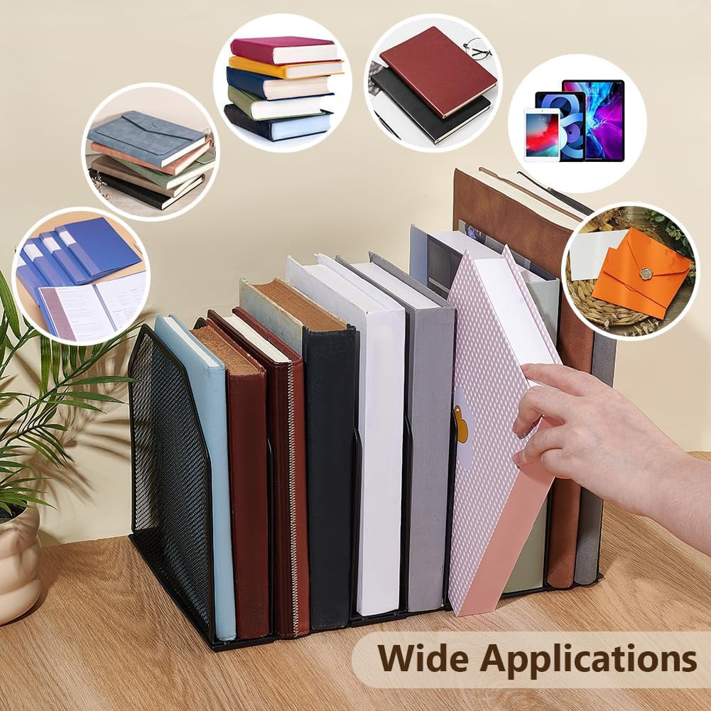 1 Pc Metal 5 Section File Folder Organizer for Desk Black Detachable Book Stand File Holder Organizer Vertical Desktop Organizers