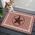 thumbnail image 3 of 2x3 Ft Entryway Area Rug, Farmhouse Kitchen Rug Runner Washable Floor Mat, Vintage Star Retro Rustic Checked Grid Lodge Non Slip Indoor Door Mat Throw Carpet for Bathroom Living Room Bedroom, 3 of 8