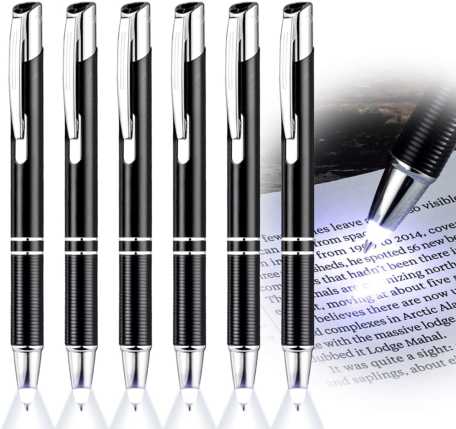 Pen with Light Tip Black Light Up Ballpoint Pen Multifunctional Led