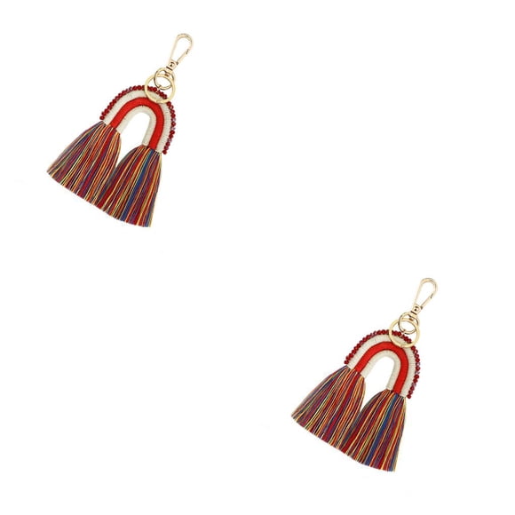 Qarigey Llaveros de arcoíris tejidos, joyería exquisita, accesorio de moda, decoración tejida, bolso, adorno, cuentas, bolso, regalo Type3 NO3