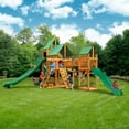 Gorilla Playsets Treasure Trove II Wooden Swing Set with Green Vinyl