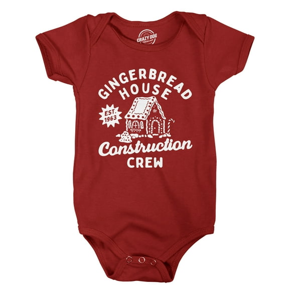 Gingerbread House Construction Crew Baby Bodysuit Funny Sarcastic Christmas Jumper For Infants