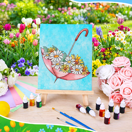 SHegdu 12PCS Pre-Printed Canvas Painting Set, 8x10in Spring Floral Theme Pre-Printed Canvas, with Reference Color Chart, Perfect for DIY Painting and Stress Relief