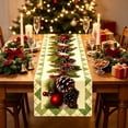 thumbnail image 4 of SLYNSHome Christmas Poinsettia Table Runner, Red Black Plaid Border Table Flag, Winter Holiday Tablecloth for Dining Room Kitchen Home Party Decor, 4 of 6