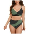 thumbnail image 3 of TOWED22 Women's High Waisted Bikini Sets V Cut Full Coverage Crossover Swimsuit Two Piece Modest Push Up Bathing Suit（Green,L）, 3 of 7