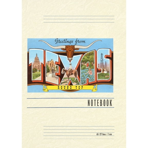Vintage Lined Notebook Greetings from Round Top, (Paperback)