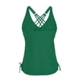 thumbnail image 4 of Plus Size 2 Piece Swimsuit for Women Solid Color Tankini Swimsuit,Womens Racerback V-Neck Tops with Adjustable Drawstrings, Summer Bathing Suit Green L, 4 of 6