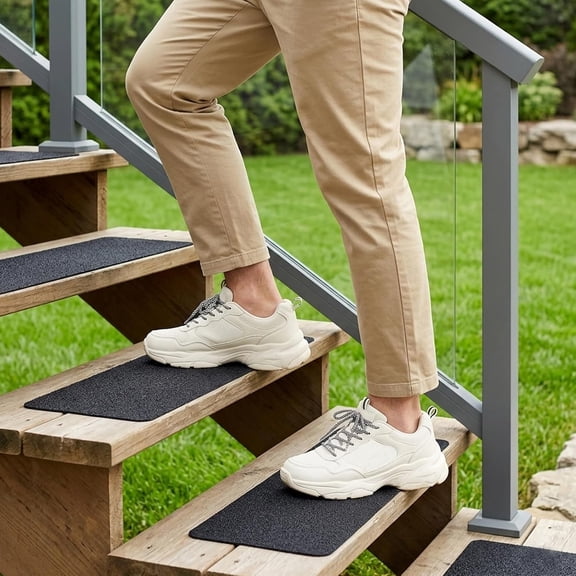 Outdoor Stair Treads Non Slip, 6" X 30"-10 Pack Anti Slip for Wooden Steps