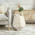 thumbnail image 5 of Geaometric Travertine Stone Finish Italian Design MgO Side Accent Table, 5 of 12