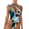 thumbnail image 1 of Traje de baño sexy Gibobby de una pieza un hombro sin mangas estampado multicolor para mujer, 1 of 4