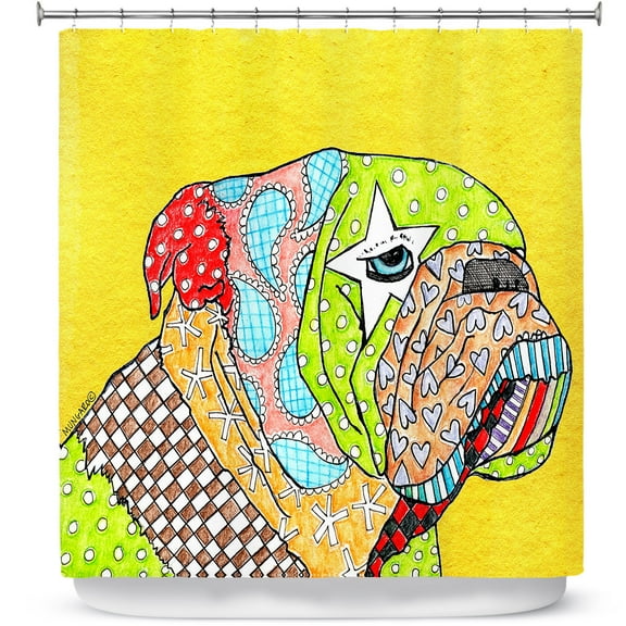 Shower Curtains 70" x 93" from DiaNoche Designs by Marley Ungaro - English Bulldog Yellow