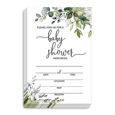 Botanical Bliss Baby Shower Invitations - 25 Gender Neutral Greenery Invites with Envelopes for Celebrating New Arrivals, Gender Reveals, and Baby Sprinkles
